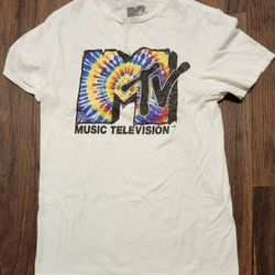 Womens Sz Sm MTV Music Television White Short Sleeve T-Shirt Very Lovingly Worn in Excellent Condition