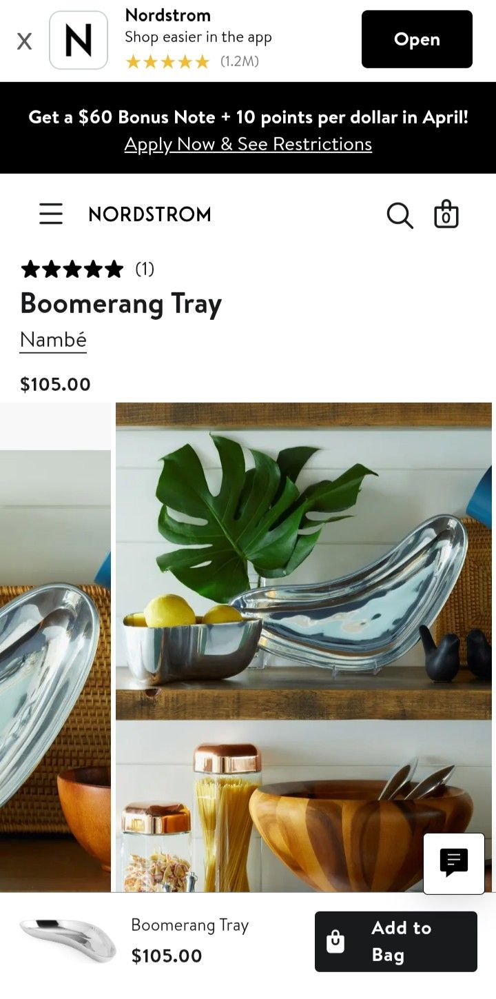 Boomerang Tray Silver