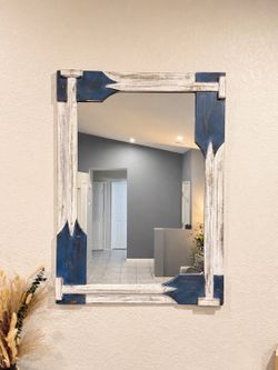 Rustic Nautical Wall Mirror 36” x 26” Wooden Oar Frame Farmhouse Coastal Decor