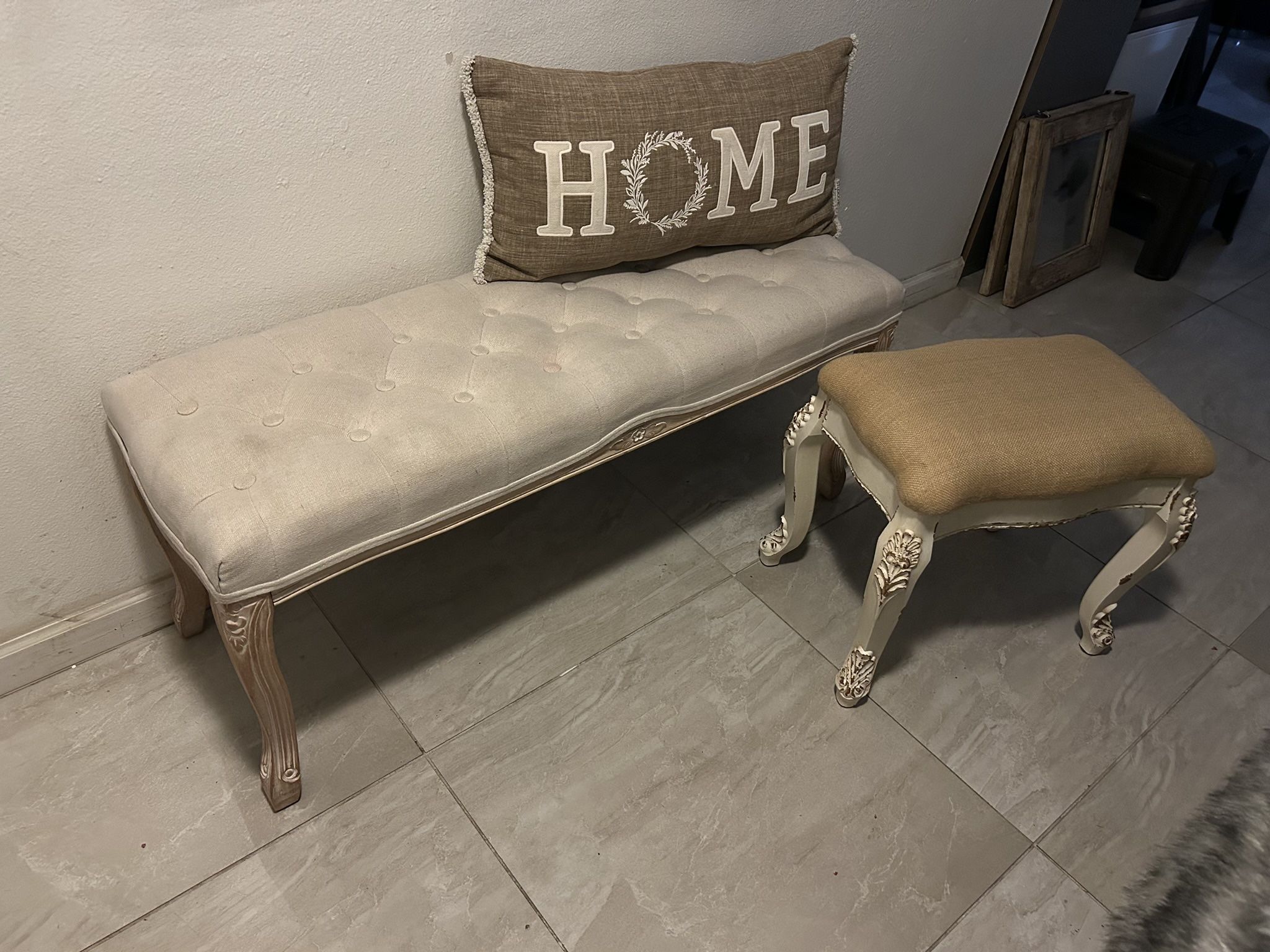 Vanity Bench & Footstool Decor