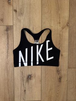 Nike Dri-FIT Women’s Large Black White Logo Racerback Sports Bra