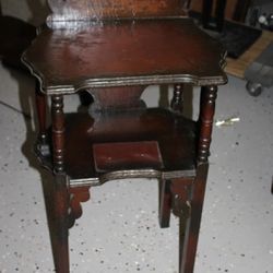 Asian Style Vintage Wood Side Table