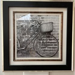 18X18 Black Ornate Framed With Double Matting Art Print Of Bicycle