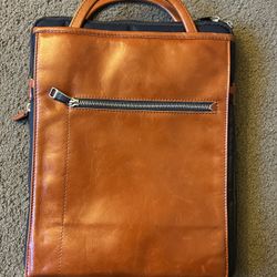 “ULTIMA TOKYO” Fashionable Men’s Bag, Orange Leather & Nylon, Like New