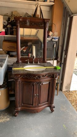 WOOD SINK WITH MIRROR VINTAGE