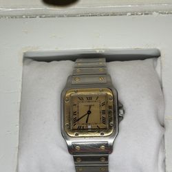 SS & 18kt yellow gold Cartier santos galbée large unisex watch