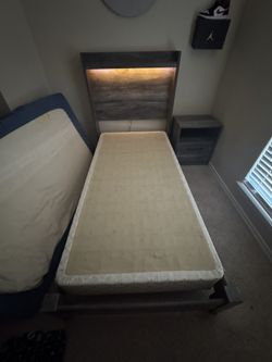 Twin Bed Frame  Night Stand And Cabinet 