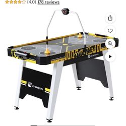 MD Sports Air Hockey Game Table, Overhead Electronic Scorer, Black/Yellow, 54" x 27" x 32"