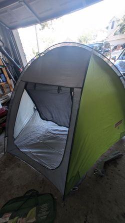Used once.  Great condition. Recent pic.  Coleman beach shade shelter  has all parts and bag