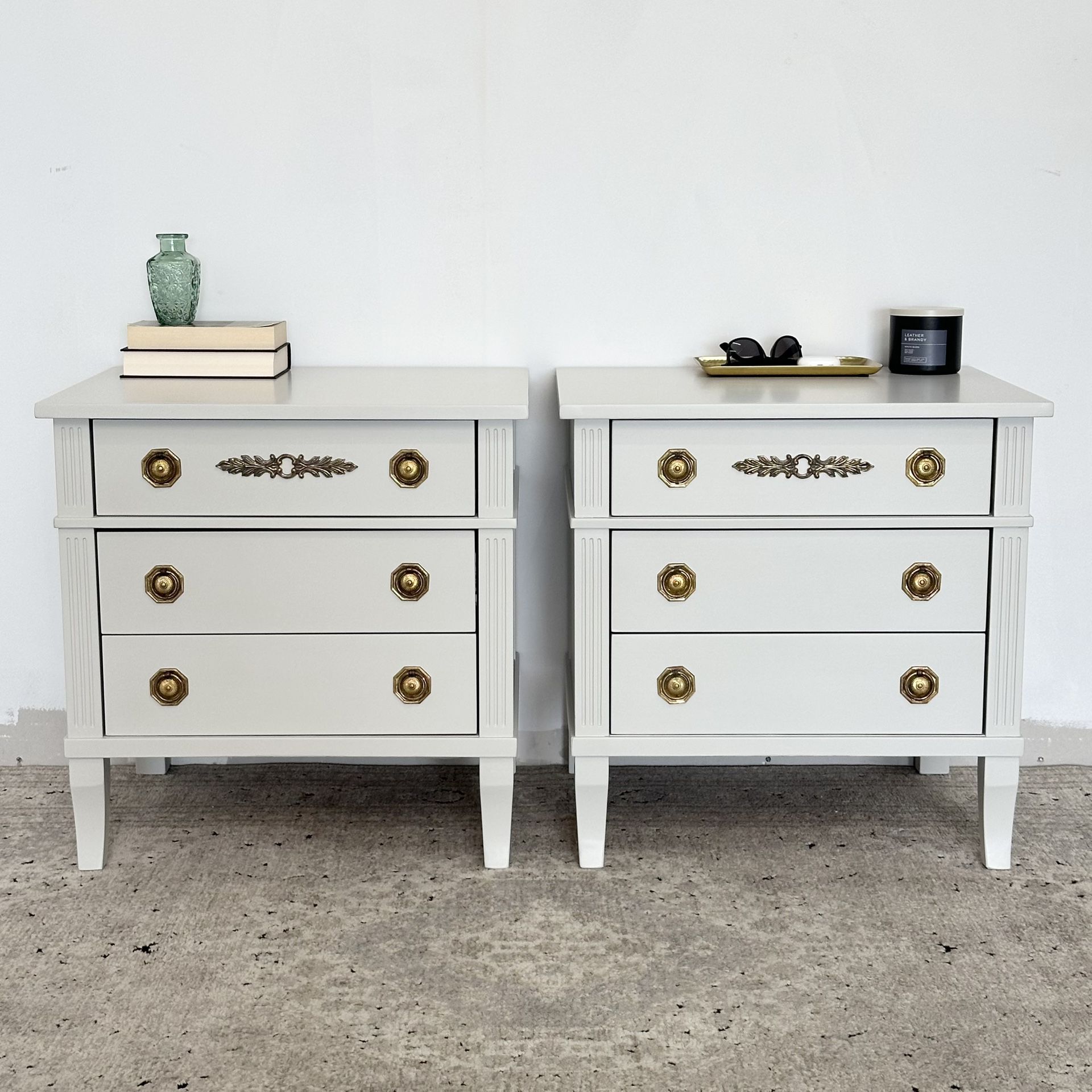 Gray Nightstands | End Tables | Pair of Bed Side Tables