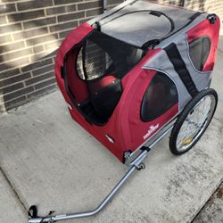 Lucky Dog Red Pull-Behind Dog Bicycle Trailer Pet Carrier