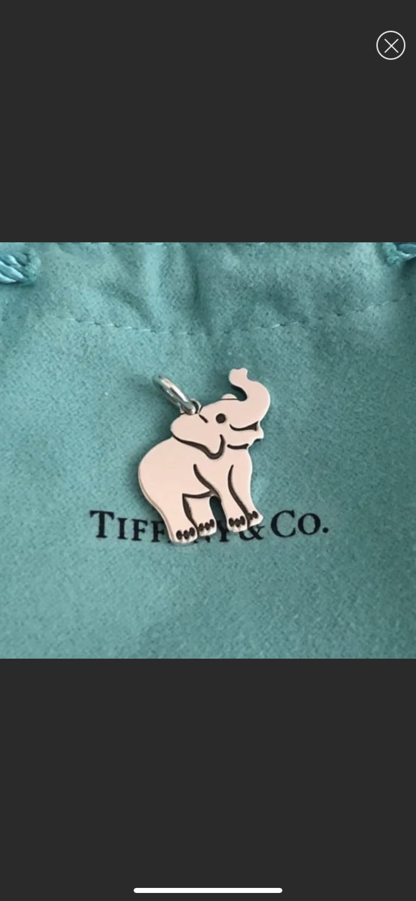 RARE Tiffany & Co Sterling Silver 925 Elephant Charm Pendant With Tiffany Pouch