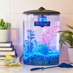 Aqua Culture 3-Gallon Plastic Aquarium with LED Light and Power Filter

