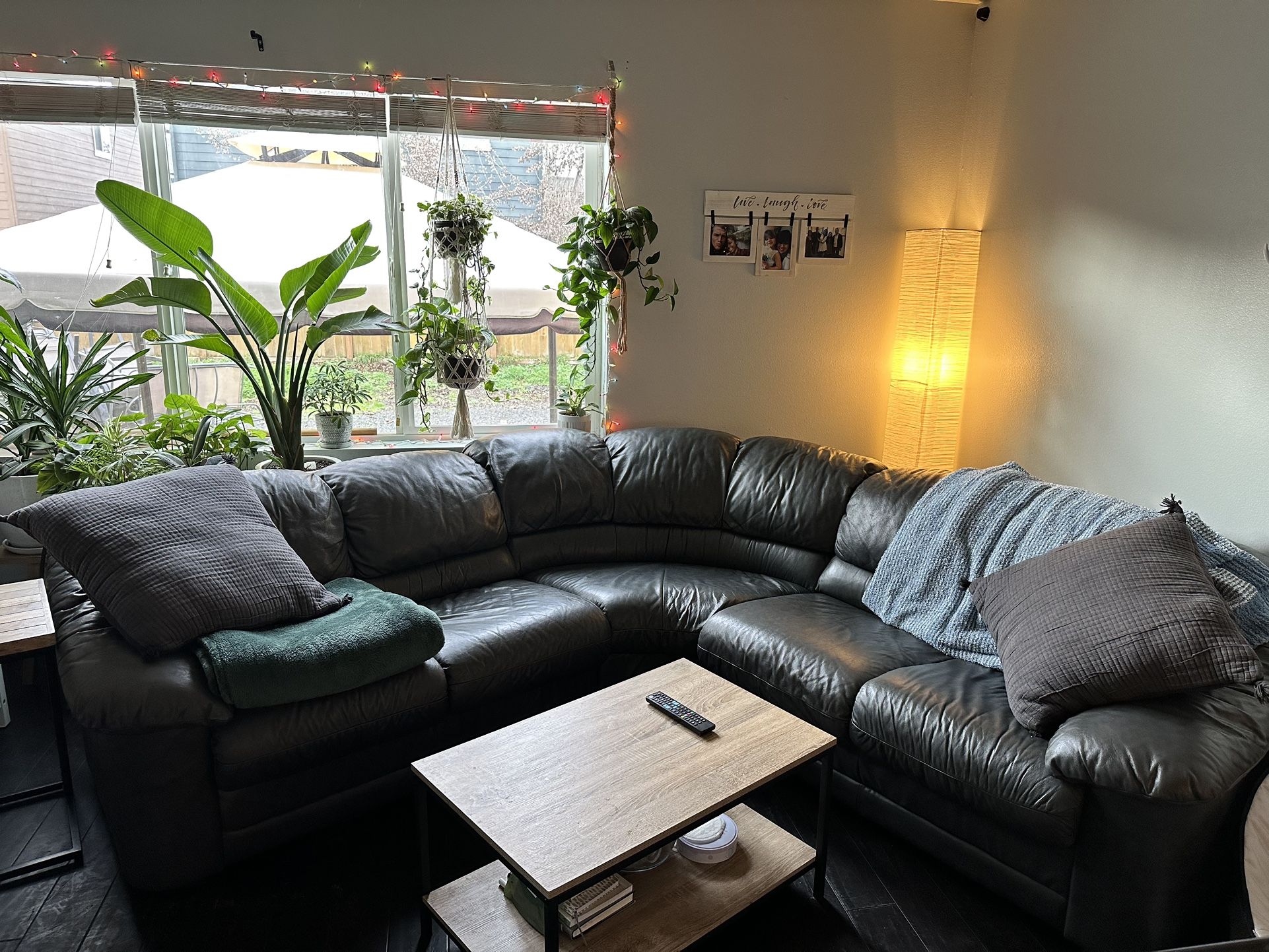Dark Grey Leather Sectional