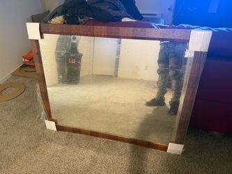Large Wall Mirror with Wood Frame