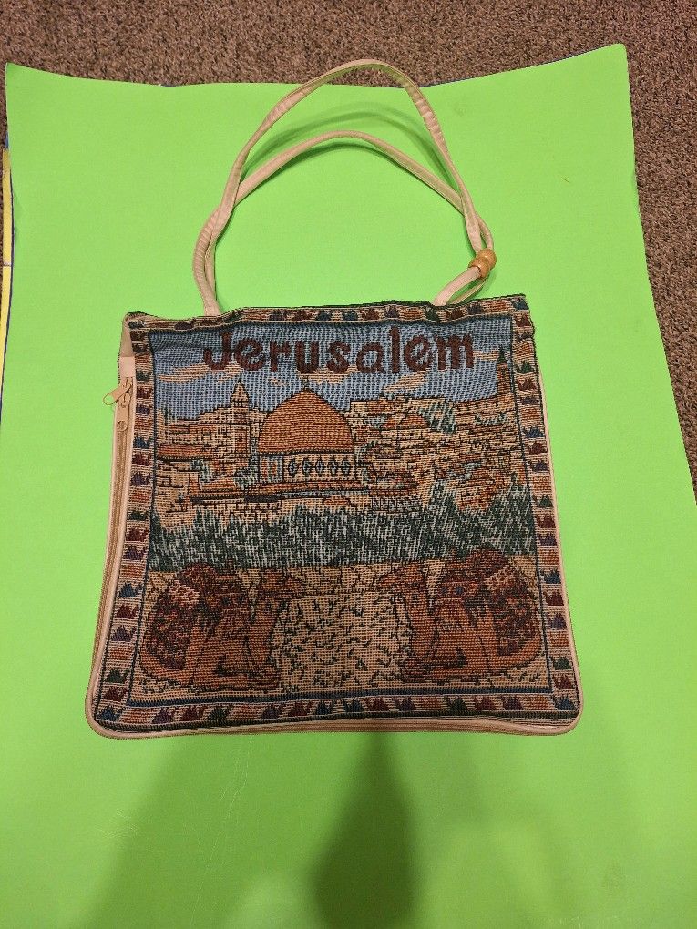 Lion Of Judah Camel Handmade Hand Bag Zipper Holy Land-$6.00