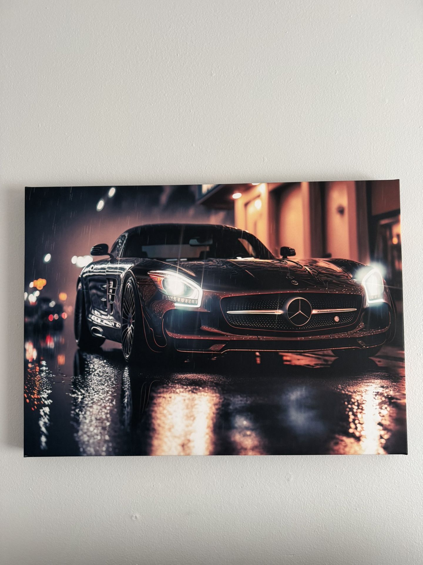 Mercedes-Benz SL AMG And Ferrari LaFerrari Wooden And Glass Wall Posters