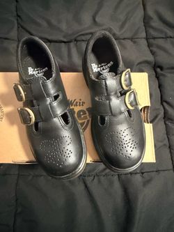 Girls Mary Jane Dr. Martens Black Leather T-Bar Shoes