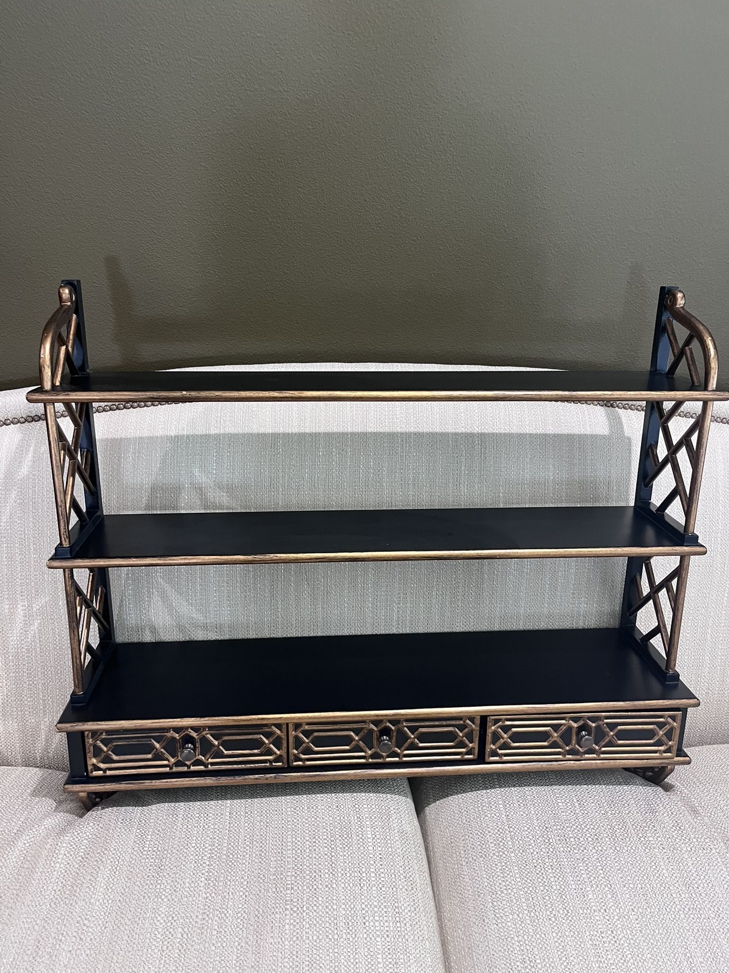 Ethan Allen Black & Gold Shelves 