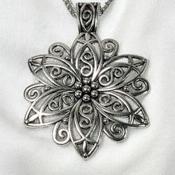 Silver Colored Flower Pendant
