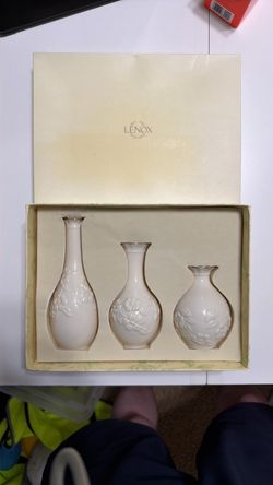 Lenox Ivory Porcelain Bud Vase Set of 3
