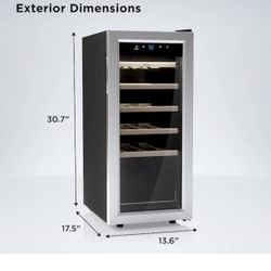 TCL 13.6-in W 18 -Bottles Stainless Steel Freestanding Indoor Wine Cooler