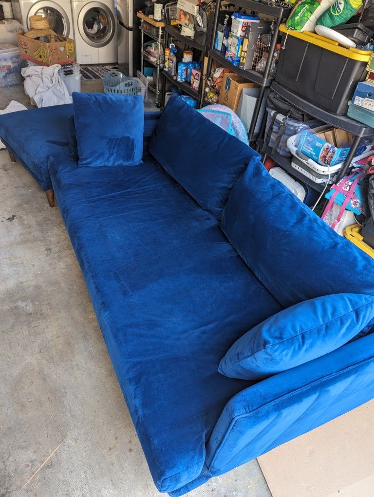 Beautiful Blue velvety Couch (Joybird)