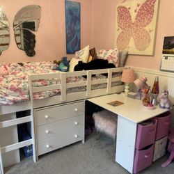 Loft Twin bed With Desk, Dresser and Storage