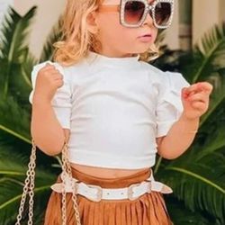 Toddler Suede Fringe Skirt