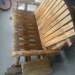 Rustic Oak Solid Wood 🪵 Handmade Rocking Bench (Rocker Bench Fits 2 Comfortably)  Perfect For Porch Or Backyard Enjoyment 