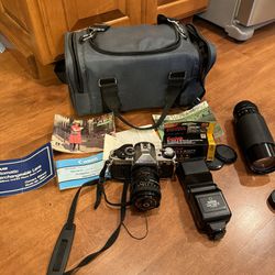 Vintage Canon AE 1 35 Mm Camera With Accessories 
