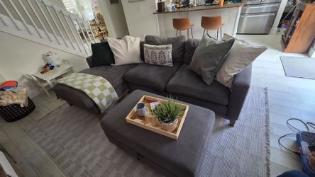 Gray Sectional Sofa with Storage Ottoman