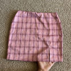 Pink Plaid Skirt 