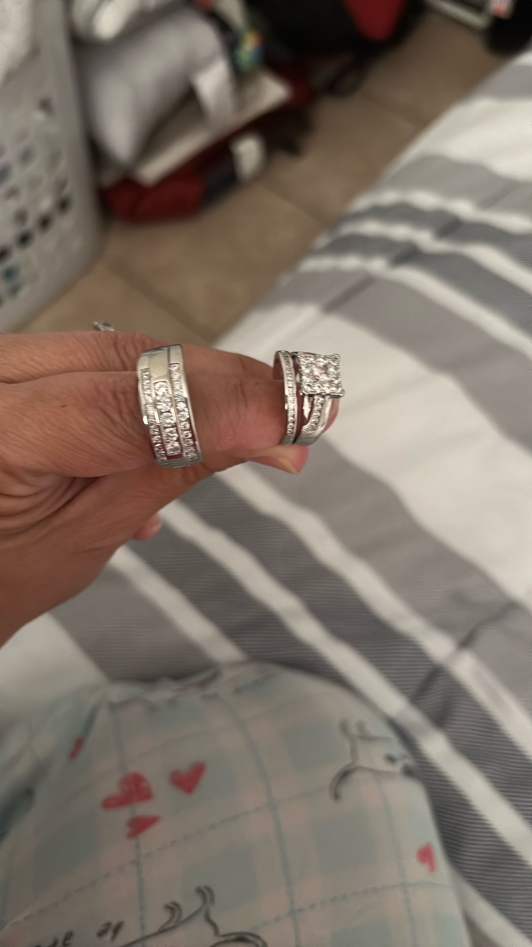 Sterling Silver Wedding Ring Set His And Hers