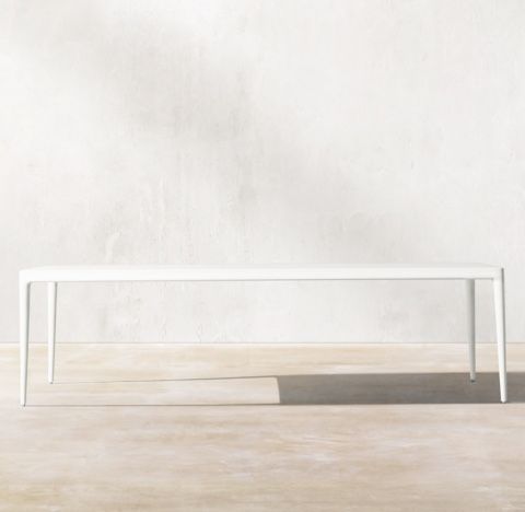 Restoration Hardware Laurel Outdoor Dining Table White Metal Aluminum