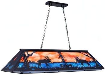 Wellmet Tiffany Pool Table Light 59 inch, 5 Lights Rustic Deer#2167TT2