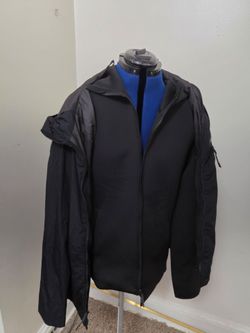 Champion 3 Way Jacket Black Med 2 In One Windbreaker Hood Pockets