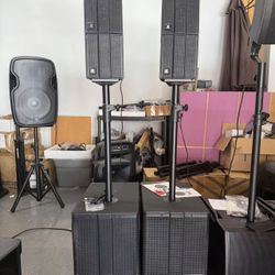 PRORECK Stage 1(contact info removed)W P.M.P.O Stereo/Mono PA Speaker System, 4 Line Array Speakers