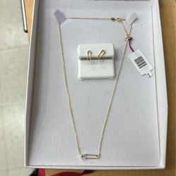 14 KT Gold With Diamonds Paper Clip Combo