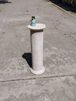 35" Faux Stone Plaster Round Fluted Timeless Pedestal Column Stand