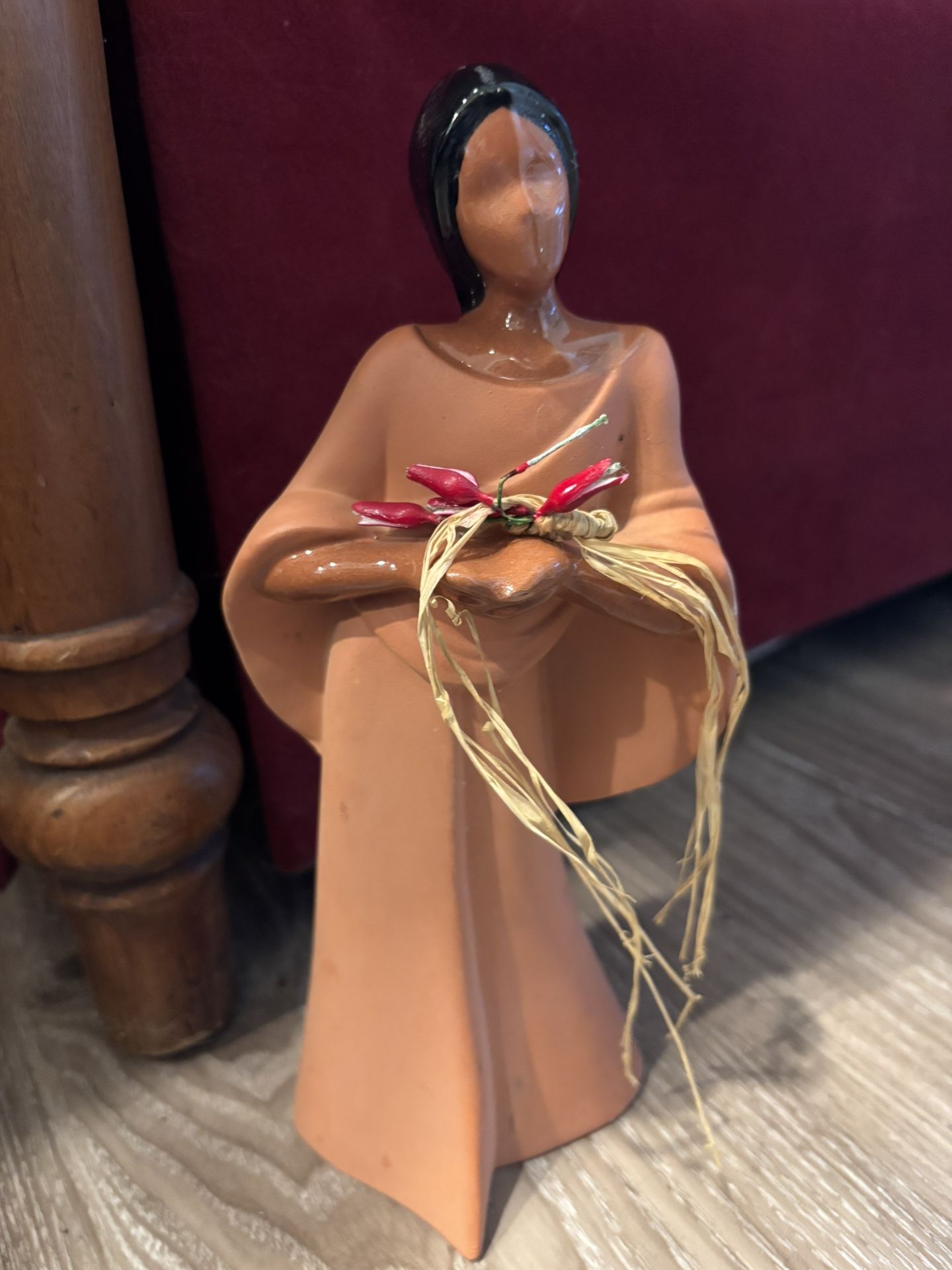 Beautiful Authentic Clay Indian Figurine 9”