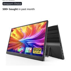 WGK Portable Monitor 15.6-inch 1080P USB-C HDMI Ultra Slim Travel Monitor with Kickstand for Laptop, PC, Mac Phone, PS, Xbox, Swich Gaming Monitor IPS