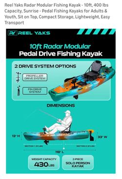 Reel Kayak 2 piece peddle assist 10 Foot Long