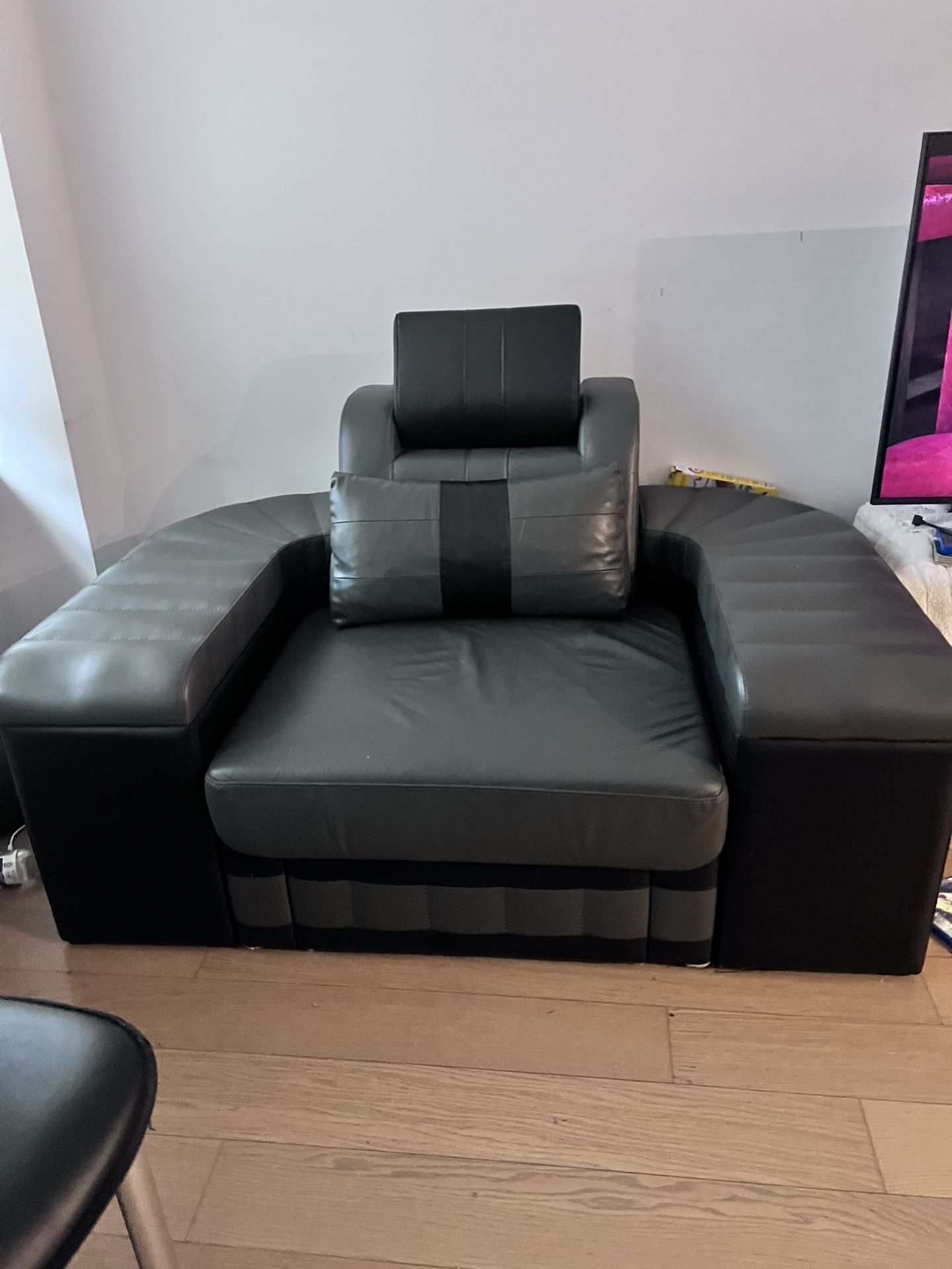 Modern Leather Sofa Set with Built-in