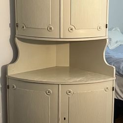 rare, antique swedish gustavian corner cabinet / hutch