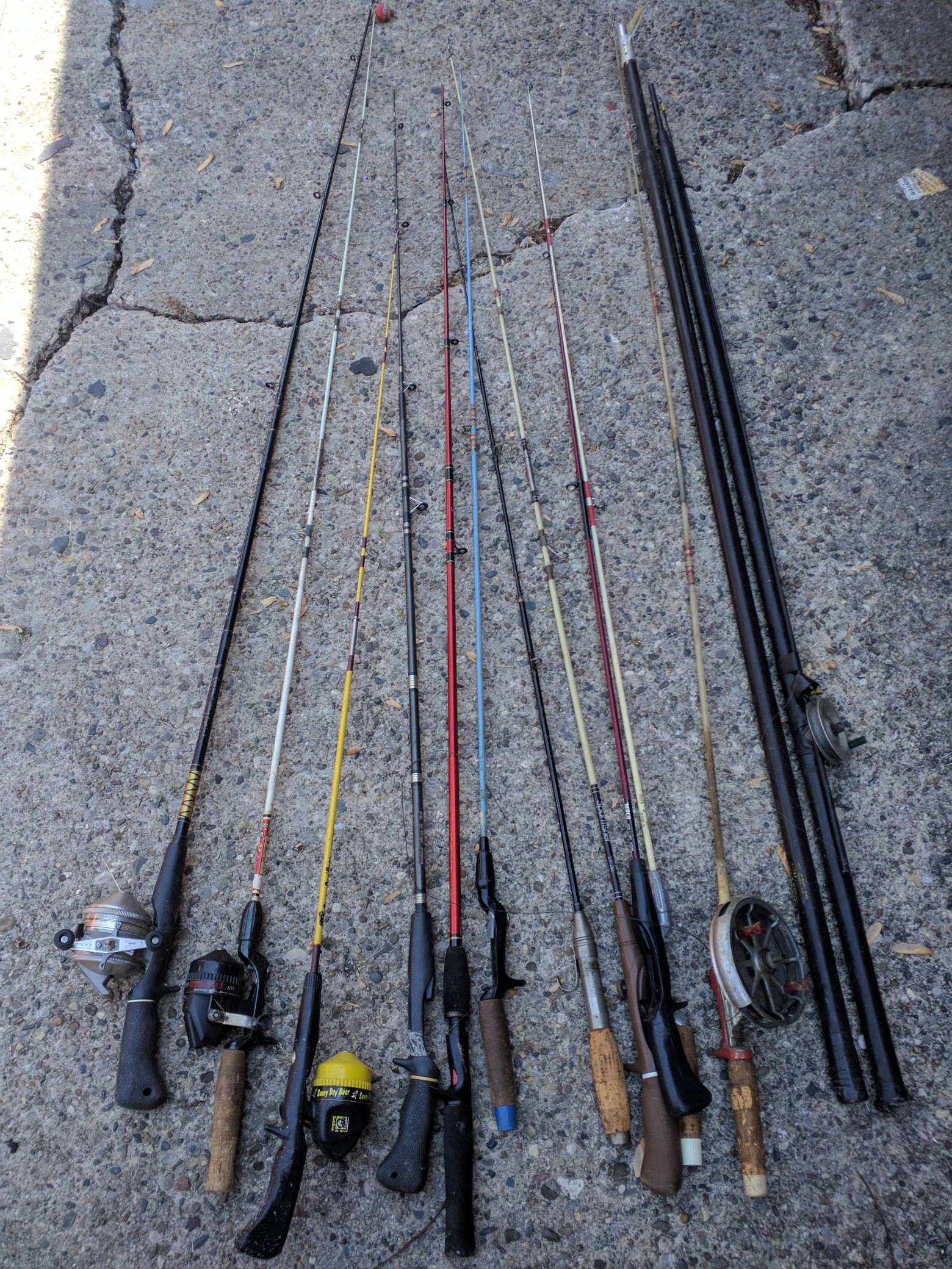 Vintage Fishing equipment, bamboo rods, reels and Lures
