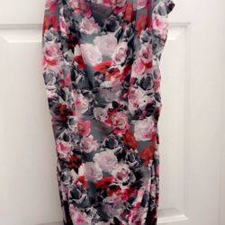 Fashion Nova (Amara Floral Mesh Midi Dress)purple/combo Size/2x