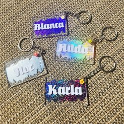 Holographic Name Keychains 