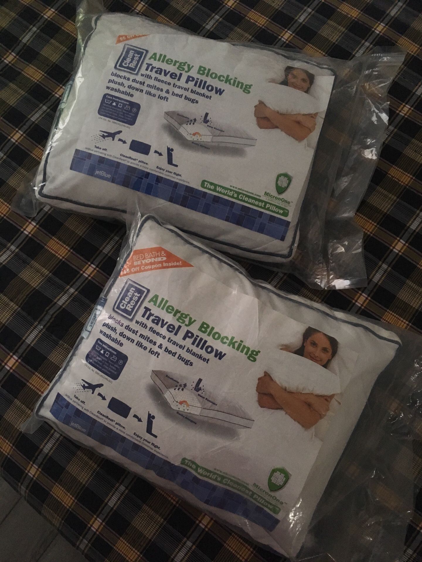 Travel pillows blanket two in the bag