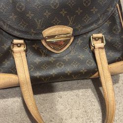 Louis Vuitton Monogram Canvas Shoulder Bag in Brown and Tan